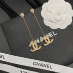 Pearl Alphabet Pendant Chain Earrings