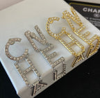 Temperament Diamond Letter Earrings