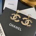 Pearl Diamond Leather Stitching Fashion Earrings