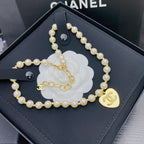 Heart Pendant Pearl Necklace