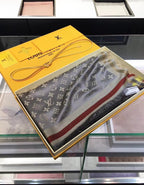 Embossed Colorful Edge Square Silk Scarf
