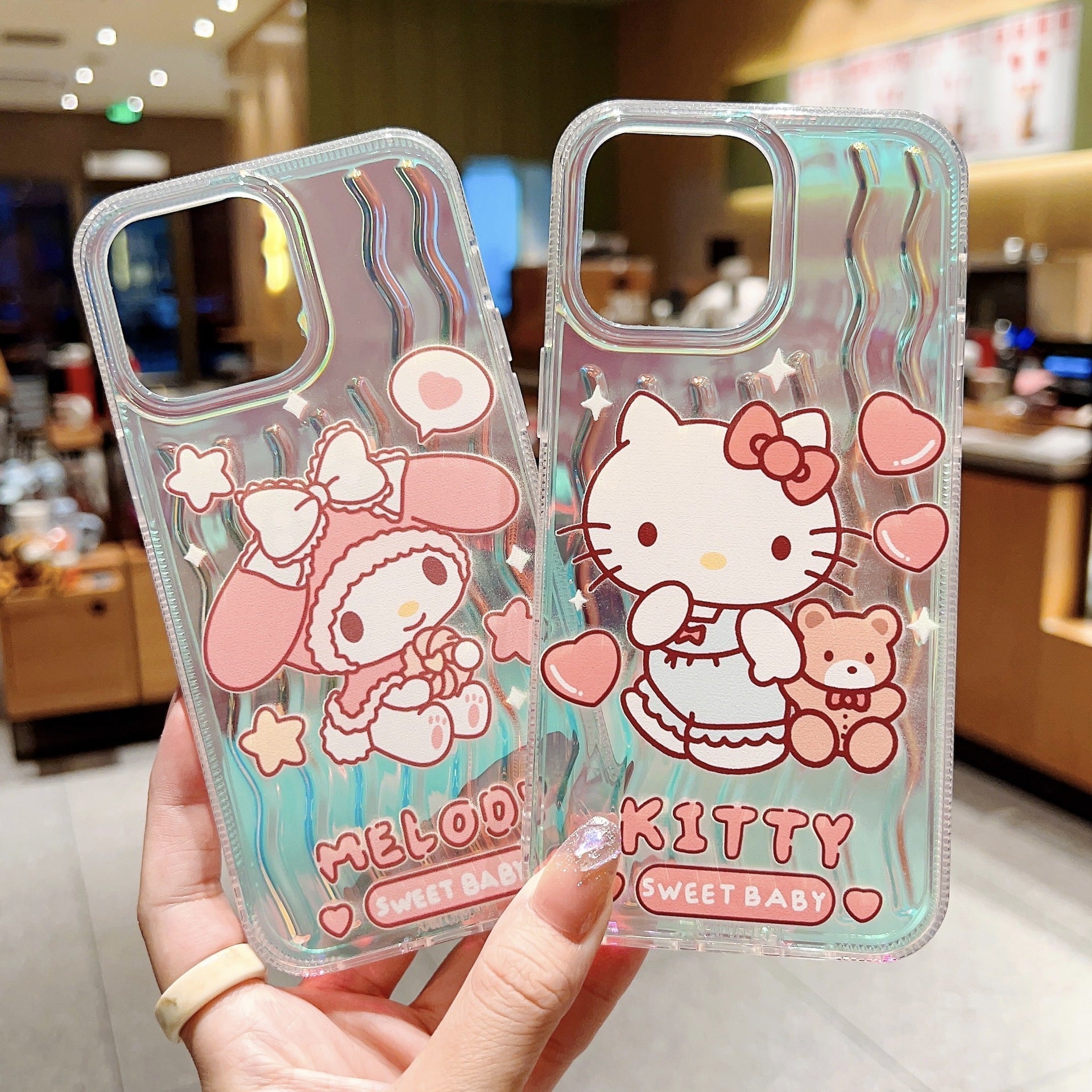 Laser wave pattern cute cartoon case