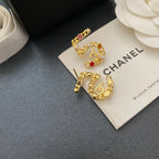 Lucky 5 Diamond Pearl Ear Studs