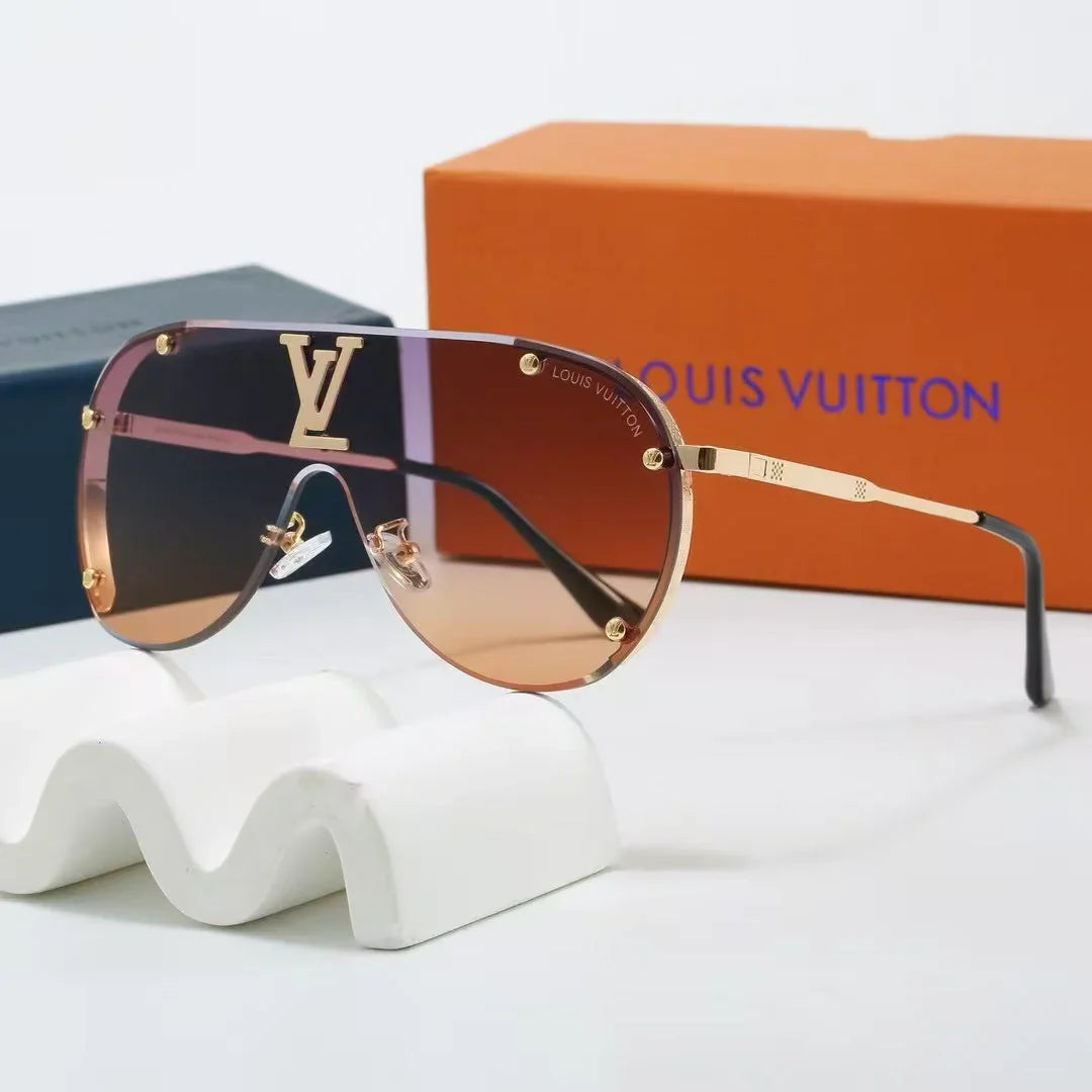 Oversized. integrated metal trendy sunglasses