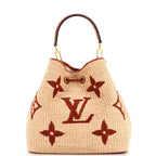 Embossed Straw Bucket Bag