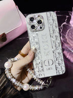 Luxury Rhinestone Pearl Lanyard Case