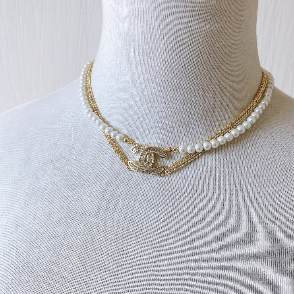Double Gold Plated Pearl Necklace