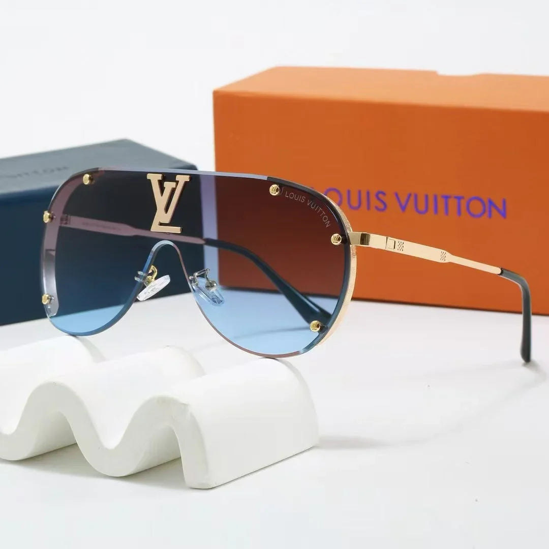 Oversized. integrated metal trendy sunglasses
