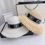 Pearl Webbing Fringe Straw Hat