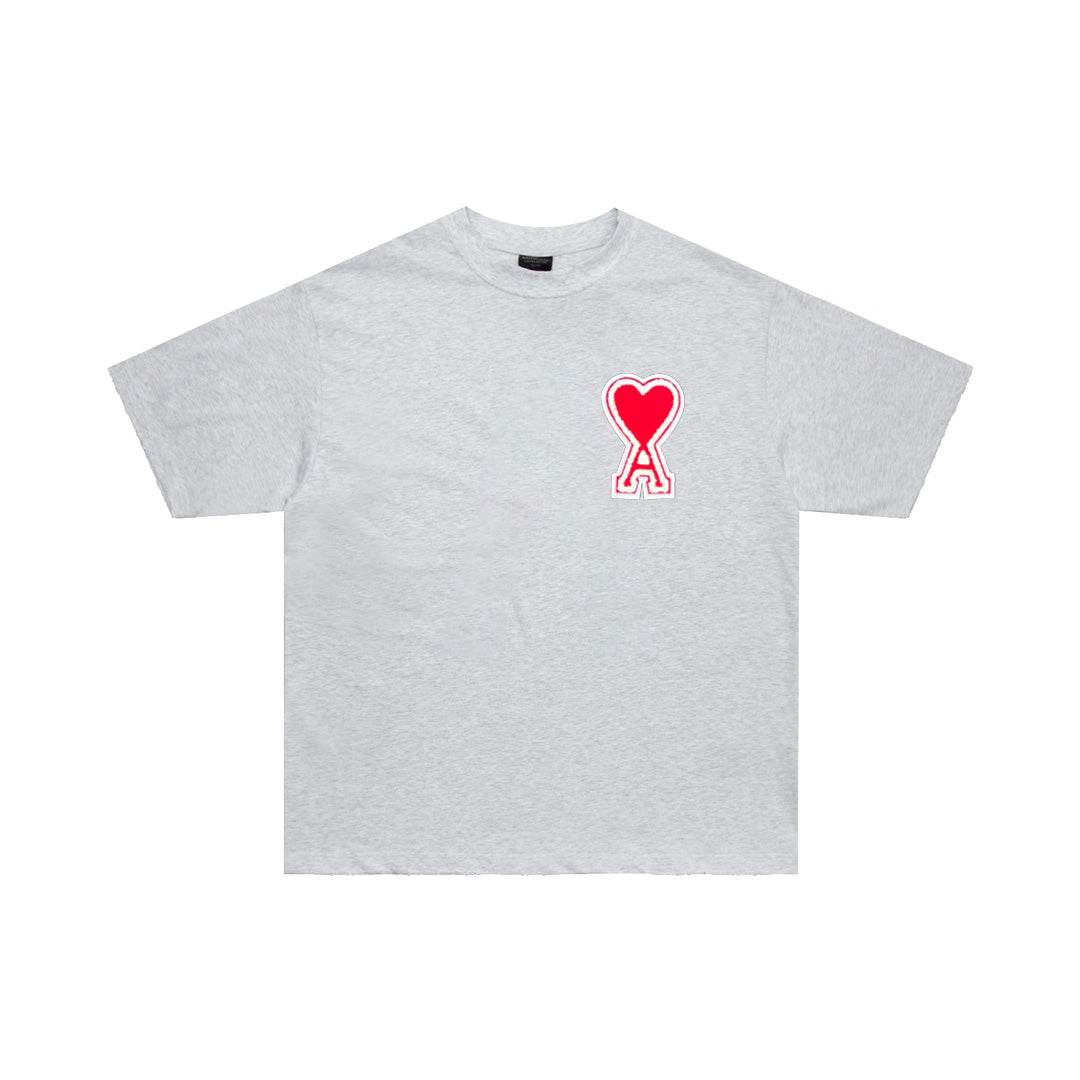 Solid color love short sleeve T-shirt