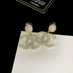 Shiny Full Diamond Logo Earrings