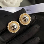 Pearl Alphabet Print Round Stud Earrings
