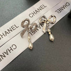 Temperament Crystal Diamond Bow Earrings