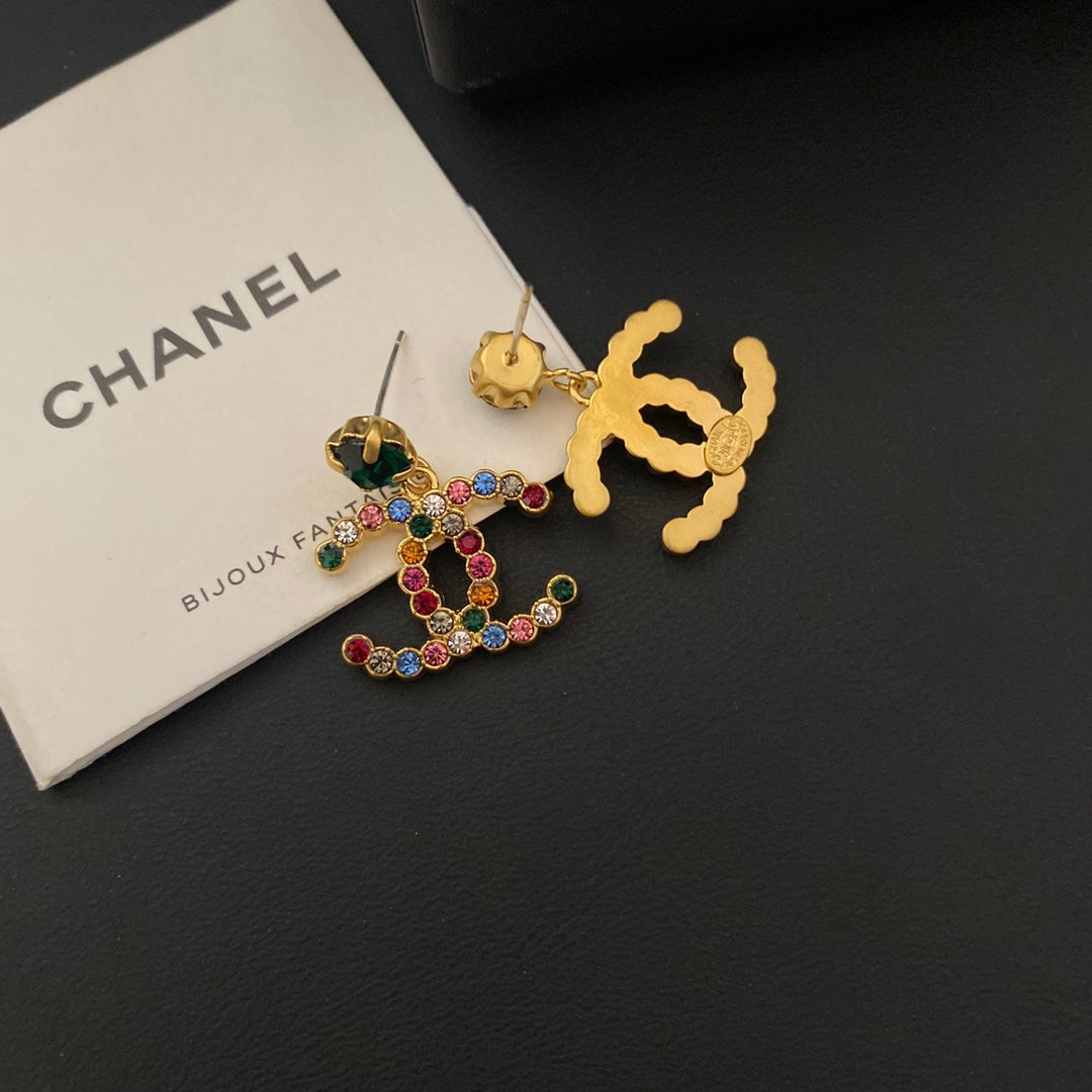 Vintage Colorful Rhinestone Earrings
