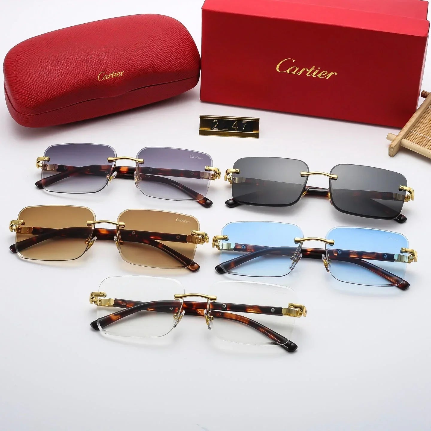 Fashion  frameless square sunglasses 2247