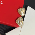 Vintage Pearl Heart Stud Earrings