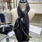 Hand-Painted Logo Square Silk Scarf