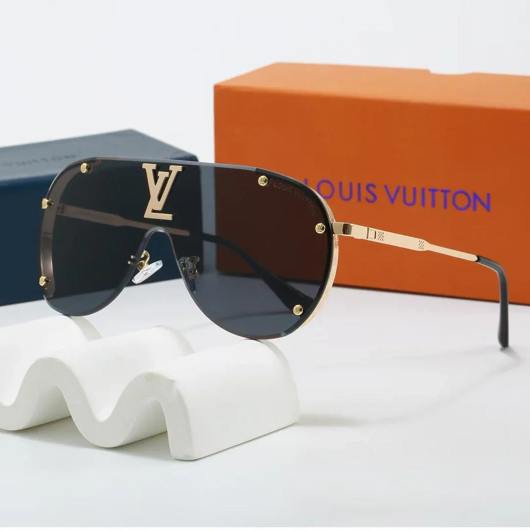 Oversized. integrated metal trendy sunglasses