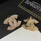 Pearl Diamond Letter Stud Earrings