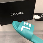 Color Block Alphabet Leather Slippers