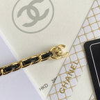 Gold Tone Black Leather Hairpin