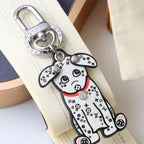 Creative White Spotted Dog Keychain