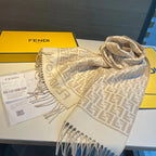 Vintage F Monogram Wool Cashmere Scarf