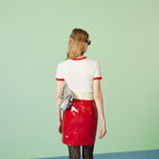 red trim short sleeves