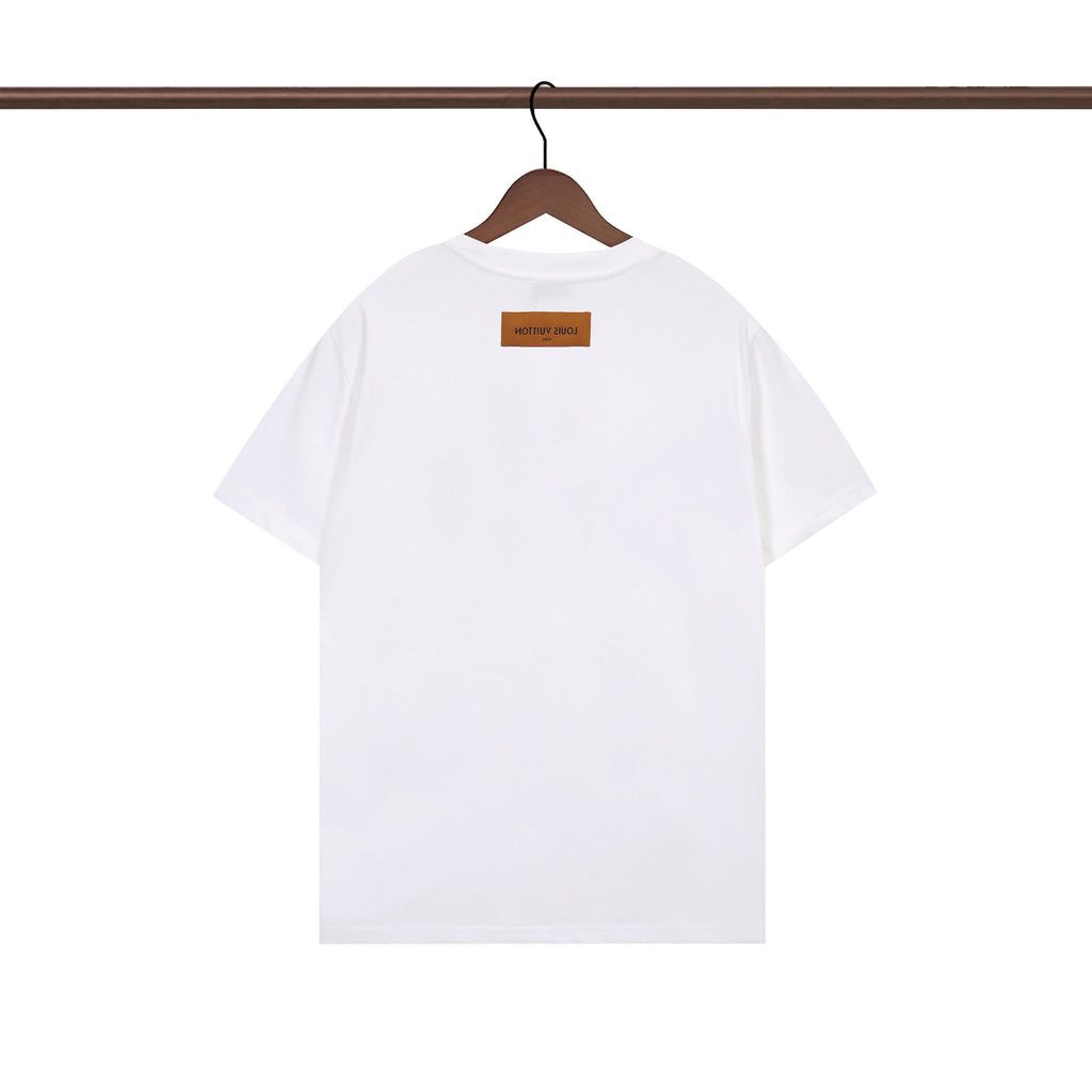Fashion asymmetric checkerboard T-shirt