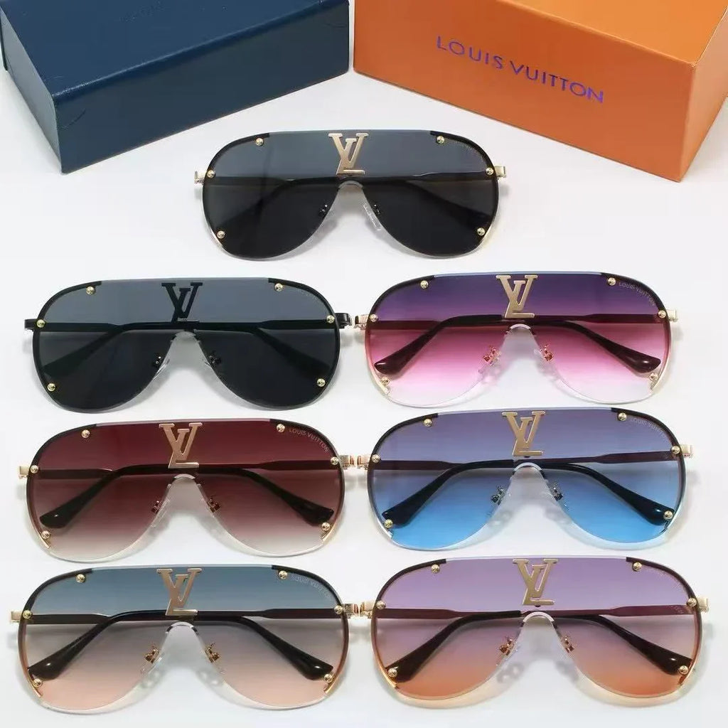 Oversized. integrated metal trendy sunglasses