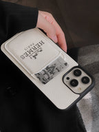 Luxurious pebbled leather card holder case