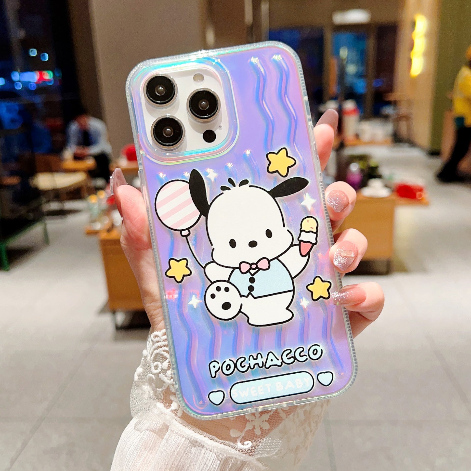 Laser wave pattern cute cartoon case