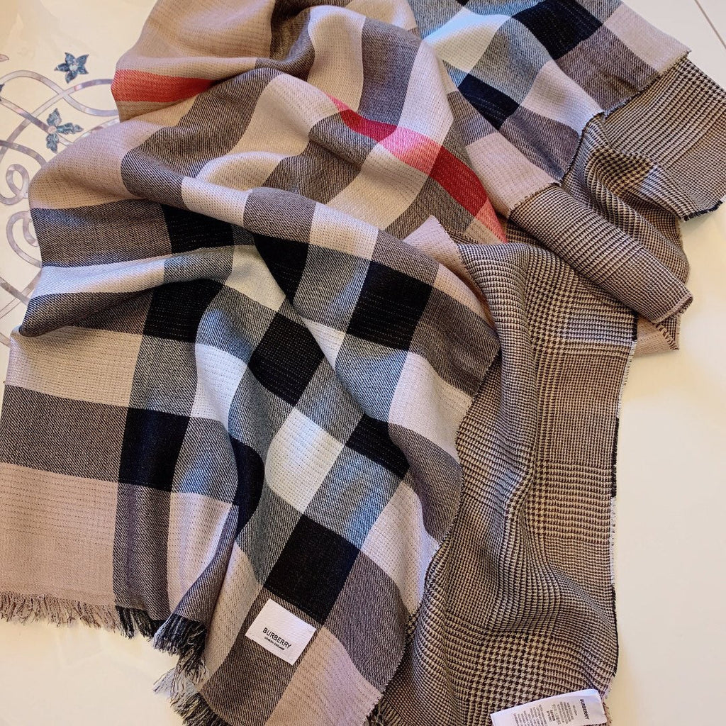 Double-Sided Plaid Soft Cashmere Shawl Scarf