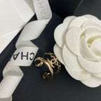 Leather Electroplated Gold Open Ring
