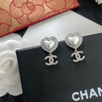 Elegant Pearl Heart Earrings