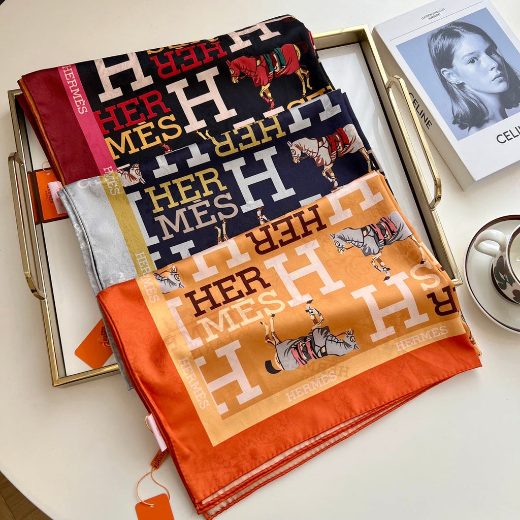 Double Sided Horse Pattern Silk Scarf