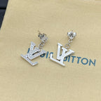 Diamond Logo Pendant Crystal Earrings