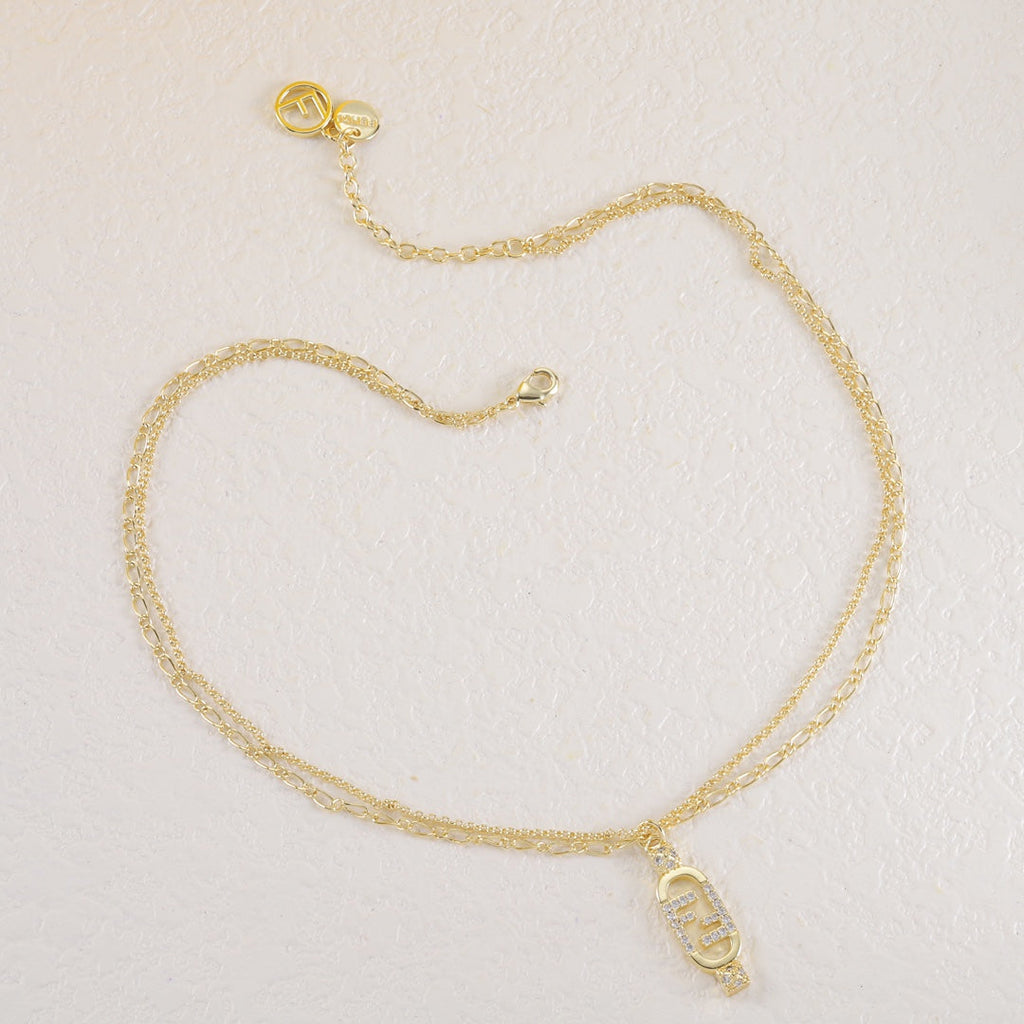 Interlocking F Crystal Necklace