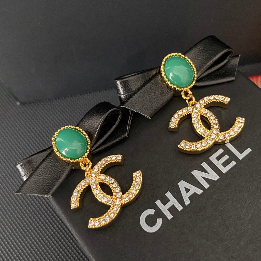 Fashion Leather Bow Earrings