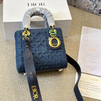 Blue Graphic Cannage Denim Small Lady Bag