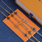 Black Four-Leaf Clover Metal Bracelet