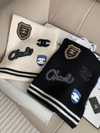 Preppy Badge Embroidery Knitted Scarf