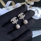 Full Diamond Ball Pendant Logo Earrings