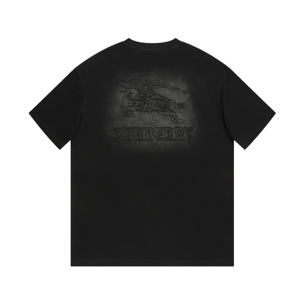 Washed distressed embroidered T-shirt